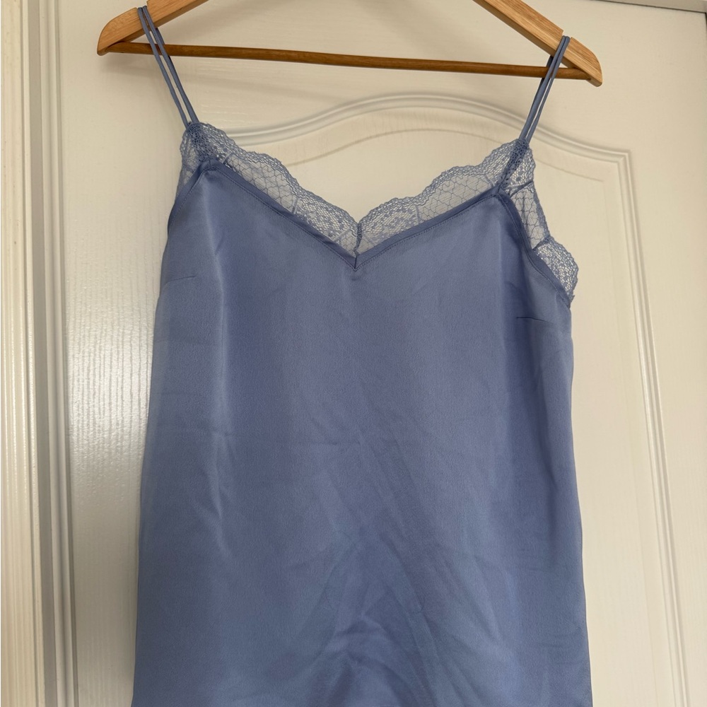 Elegant Blue Lace Trim Camisole